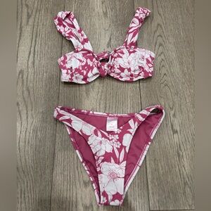 Xhilaration Pink and White Floral Bikini